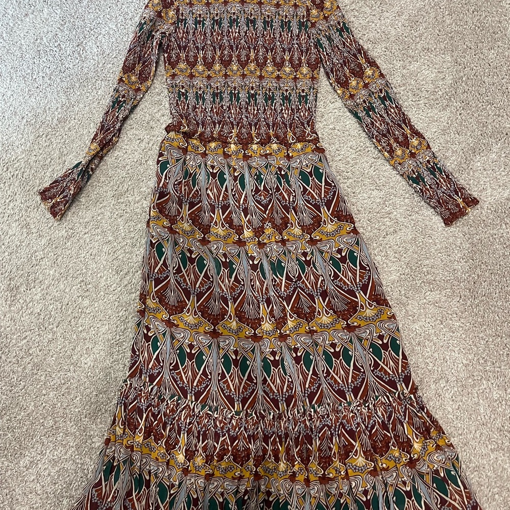 Cara Cara Brown and Red Bell Sleeve Gown